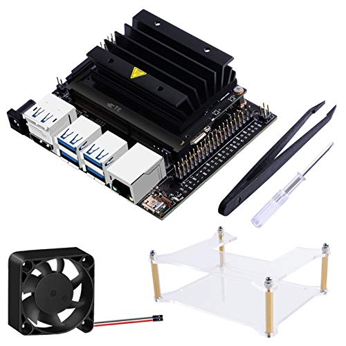 MakerFun NVIDIA Jetson Nano (A02 Old Version) Kit de desarrollador Computadora de Placa única con Carcasa acrílica y Ventilador de refrigeración para Desarrollo de IA