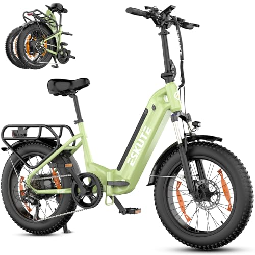 ESKUTE Star Bicicleta Eléctrica Plegable, 36V 25Ah, Alcance de hasta 120KM, 20' × 4.0' Fat Tire, Bicicleta Electrica Montaña De 250W, con Sensor De Par, 7 Velocidades, Bici Electrica para Adultos