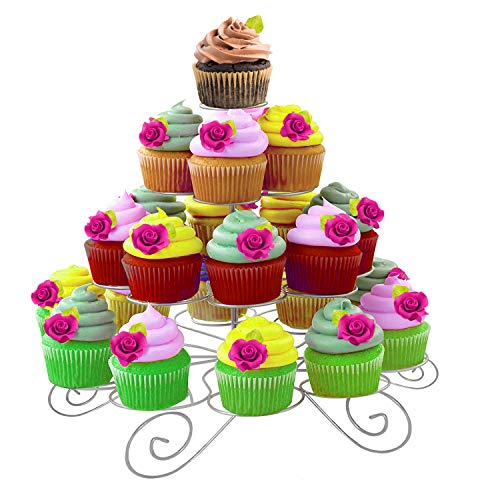Kurtzy Cupcake Ständer - 30cm Silber Kuchenständer Hält 23 Törtchen Mit Inbusschlüssel und Schraubenschlüssel - 4-stöckig Metall Muffinständer aus Draht für Hochzeit, Geburtstag, Baby Shower 1 Kurtzy Cupcake Ständer - 30cm Silber Kuchenständer Hält 23 Törtchen Mit Inbusschlüssel und Schraubenschlüssel - 4-stöckig Metall Muffinständer aus Draht für Hochzeit, Geburtstag, Baby Shower