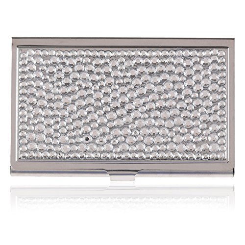 Kingbling Purely Handmade Luxury Compact Multi-Size Clear Bling Crystal Business Card Case Cute Rhinestone Travel Name ID Card Holder, 4.8 x 2.5 x 0.5 inches2