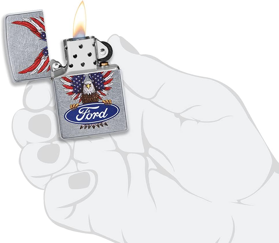 Zippo Lighter- ZIP-49521 Ford Oval Design Eagle Lighter Street Chrome