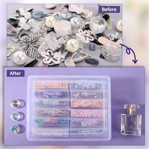 Image of Cosics Bead Organizers and Storage, Rectangular Jewelry Storage Boxes with Lid, 12 Mini Storage Case for Small Projects, DIY Craft Jewelry, Stickers, Nails Art, Screws, Seeds