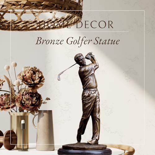 Estatua de Hombre Golfista de Bronce 14.6 pulgadas miniatura 4