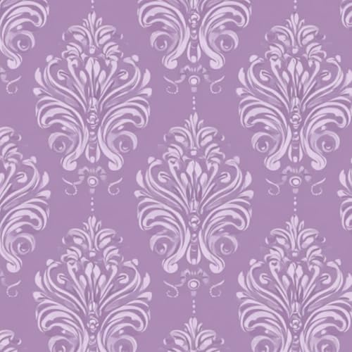 壁紙 60cm x 300cm 剥がせる エレガントな渦巻きと花のディテールを持つラベンダーダマスク模様 多機能 防水/汚れ防止/防油 食器棚 クロ 玄関 ふすま紙 家具 部屋 DIY 賃貸OK