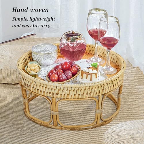 Table basse ronde en rotin compacte pour optimiser les petits salons - 3