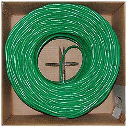 Offex Plenum Cat6 Bulk Cable, Solid, UTP CMP, 23 AWG, Pullbox, 1000-Foot, Green, (OF-11X8-051TH)