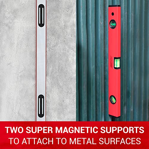 PROMAKER 18 inch Level, Magnetic Level with 180° 90° 45° bubbles, Shock Resistant, Aluminum Body, Level Tool with Overhead Viewing for Comfortable read PRO-NV030 - Image 5
