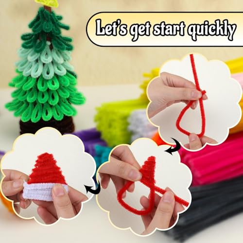 Image of Mnuizu 200 Pcs Pipe Cleaners, Chenille Pipe Cleaners Bulk Craft Supplies | Fuzzy Sticks Pipe Cleaners for Flower, Animal Making, Christmas Craft for Art Projects, White