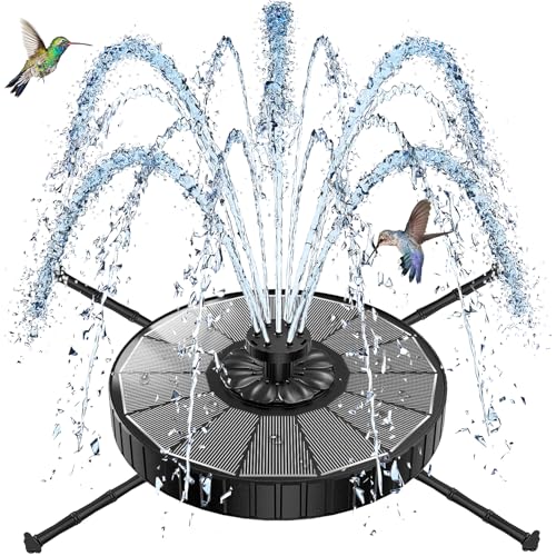 SZMP Fontaine Solaire Extérieure Flottante, 3.5W Pompe pour Bassin Jardin 2026 Améliorée, 3 Hauteurs de Jet, Fontaine Solaire avec 8 Buses & 4 Tiges Rotative pour...