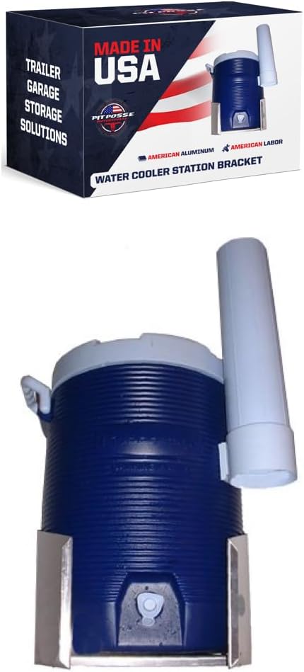 Pit Posse 501 Mounting Bracket for Water Cooler Station Holder - Made in USA-Enclosed Race Car Trailer Garage Shop Storage Aluminum Organizer Truck Accessory - 5 Year Warranty