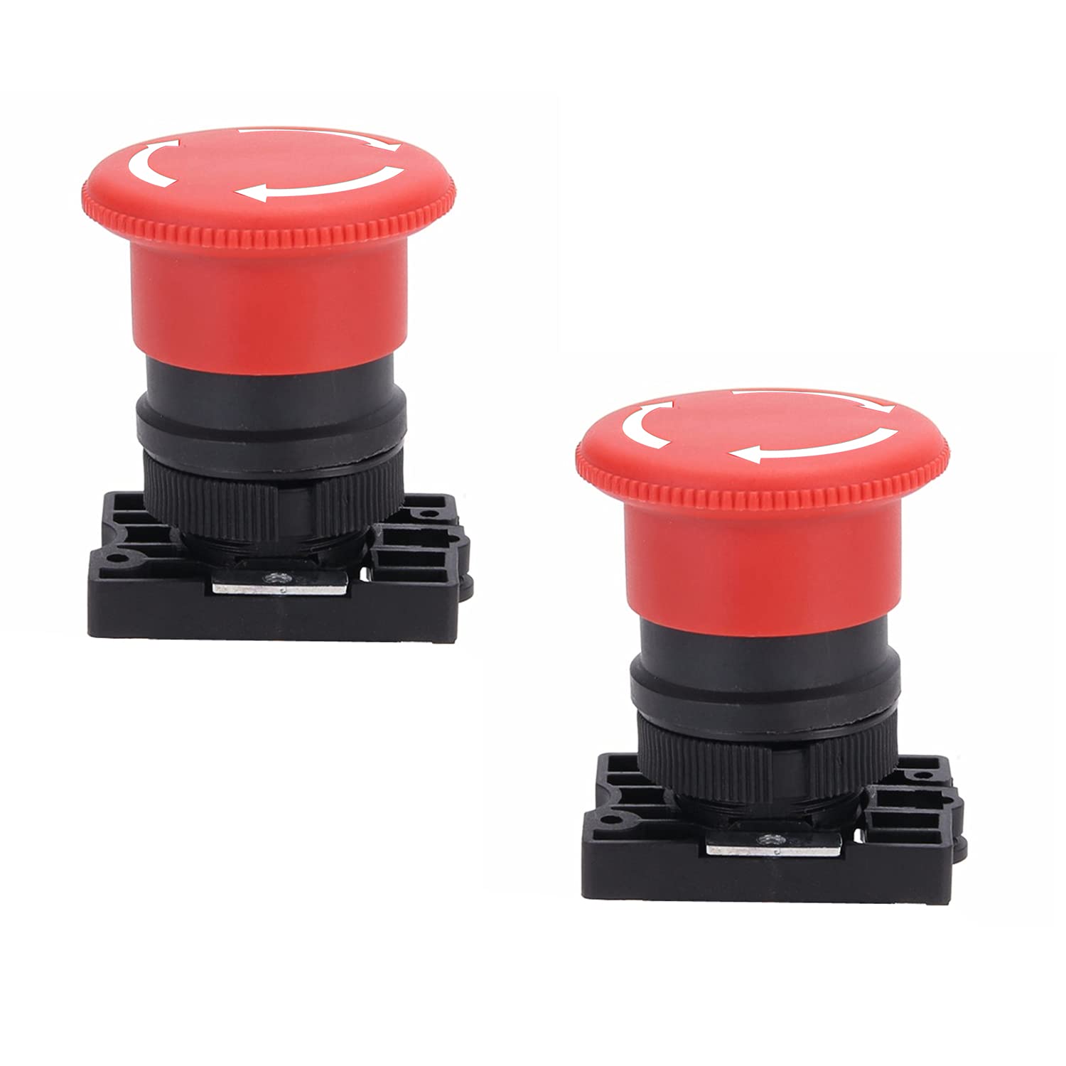 TNI CONTROLS 40mm Mushroom Emergency Stop Push Button Actuator Self locking Emergency Push Button Switch Emergency Actuator Pack of 2 No's (PLASTIC ACTUATOR)
