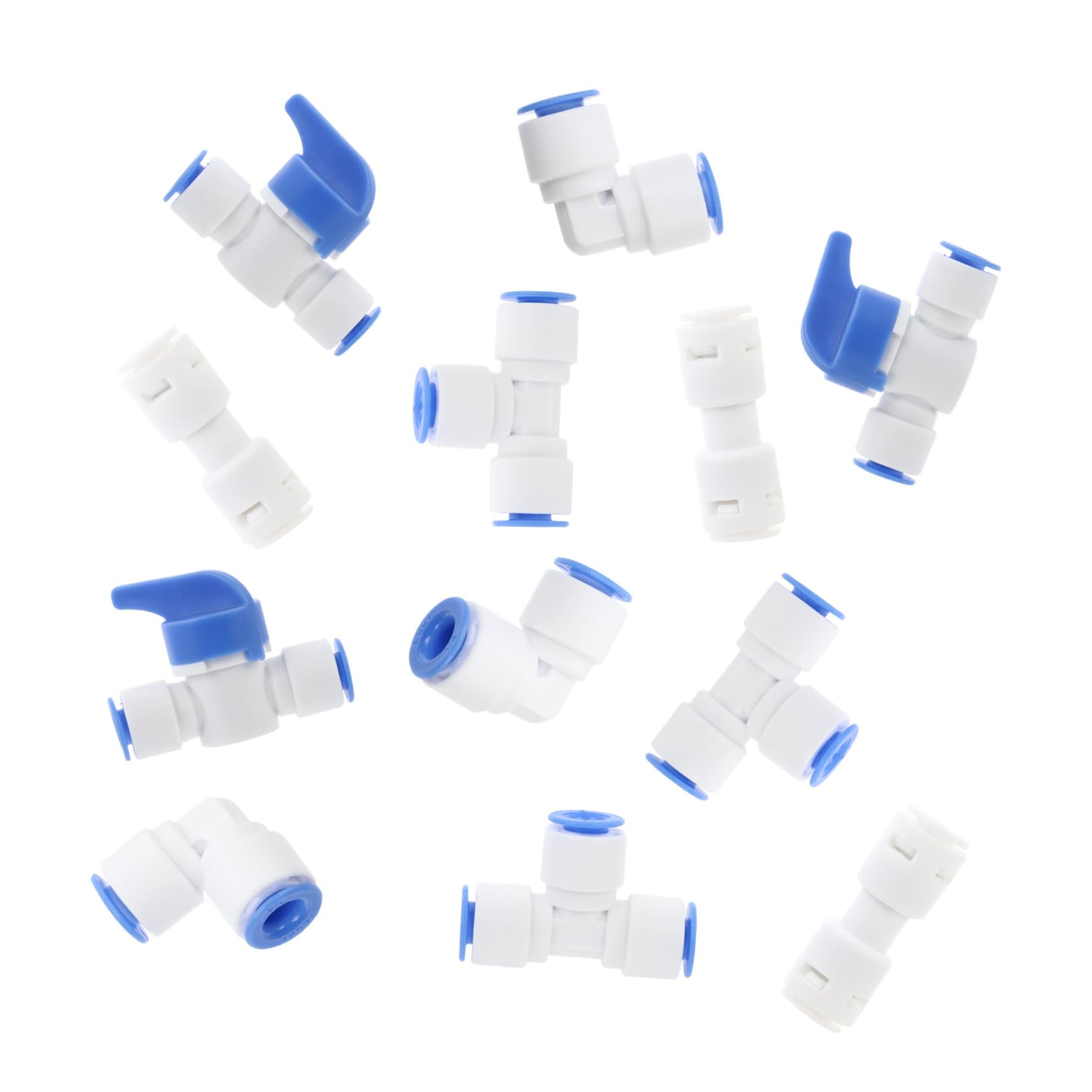 SOLUSTRE 12 in 1 Water Purifier Fittings Quick Connectors for Water Tube Blue Water Filter Adaptor Kit