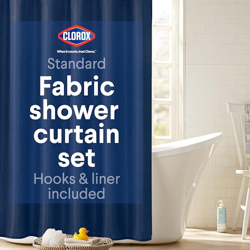 Rideau de douche polyester imperméable avec doublure de douche et 12 crochets métalliques - 2