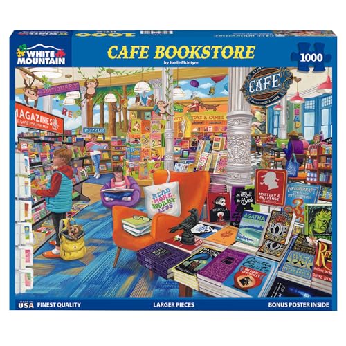 White Mountain Rompecabezas de 1000 Piezas Café Bookstore, Fantasy, 24x30 pulgadas miniatura 3