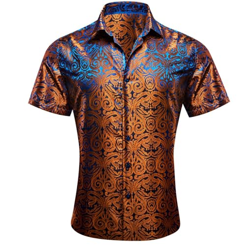 Camisetas para hombre adulto, ajustadas, de verano, de manga corta, para deportes, golf, tenis, camiseta ligera y transpirable, naranja, XXL