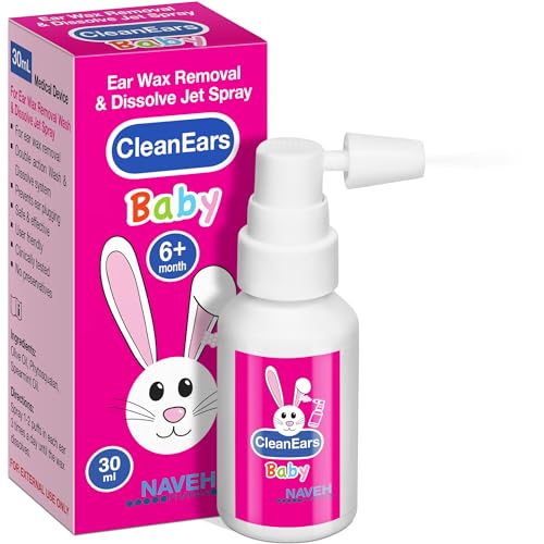 NAVEH PHARMA CleanEars Baby Ear Wax Removal Spray Gentle Earwax Softening for Infants & Children Mild Non-Greasy Formula Easy Spray Application (1 OZ)