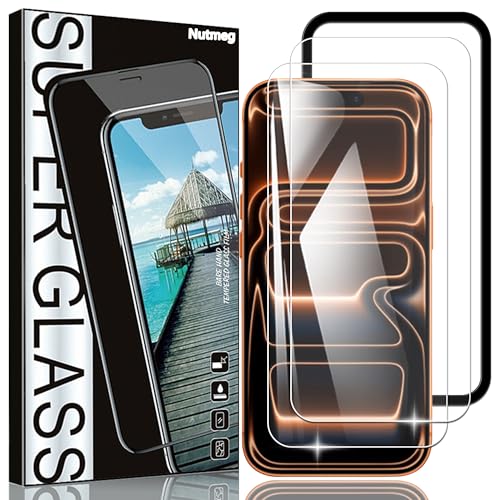 Nutmeg【ガイド枠付き 2枚セット】対応 iPhone 17 Pro Max 用の ガラスフィルム【日本旭硝子素材製】あいほん17プロ max フィルム アイホン17promax 用の 保護フィルム 強化ガラス 硬度9H 高透過率 高光沢 気泡なし 貼