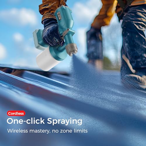 Tilswall Cordless Paint Sprayer, Ultra-Light Electric Spray Gun Compatible for Makita 20V Battery(Not Included), 20 fl oz Cup, 2 Nozzles & 3 Patterns - Ideal for House Painting, Furniture, Royal Blue - Image 2