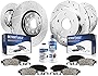 Detroit Axle - Front and Rear Drilled and Slotted Disc Brake Rotors w/Ceramic Pads & Brake Kit Cleaner & Fluid Replacement for 2005-2009 Audi A4 Quattro - 10pc Set