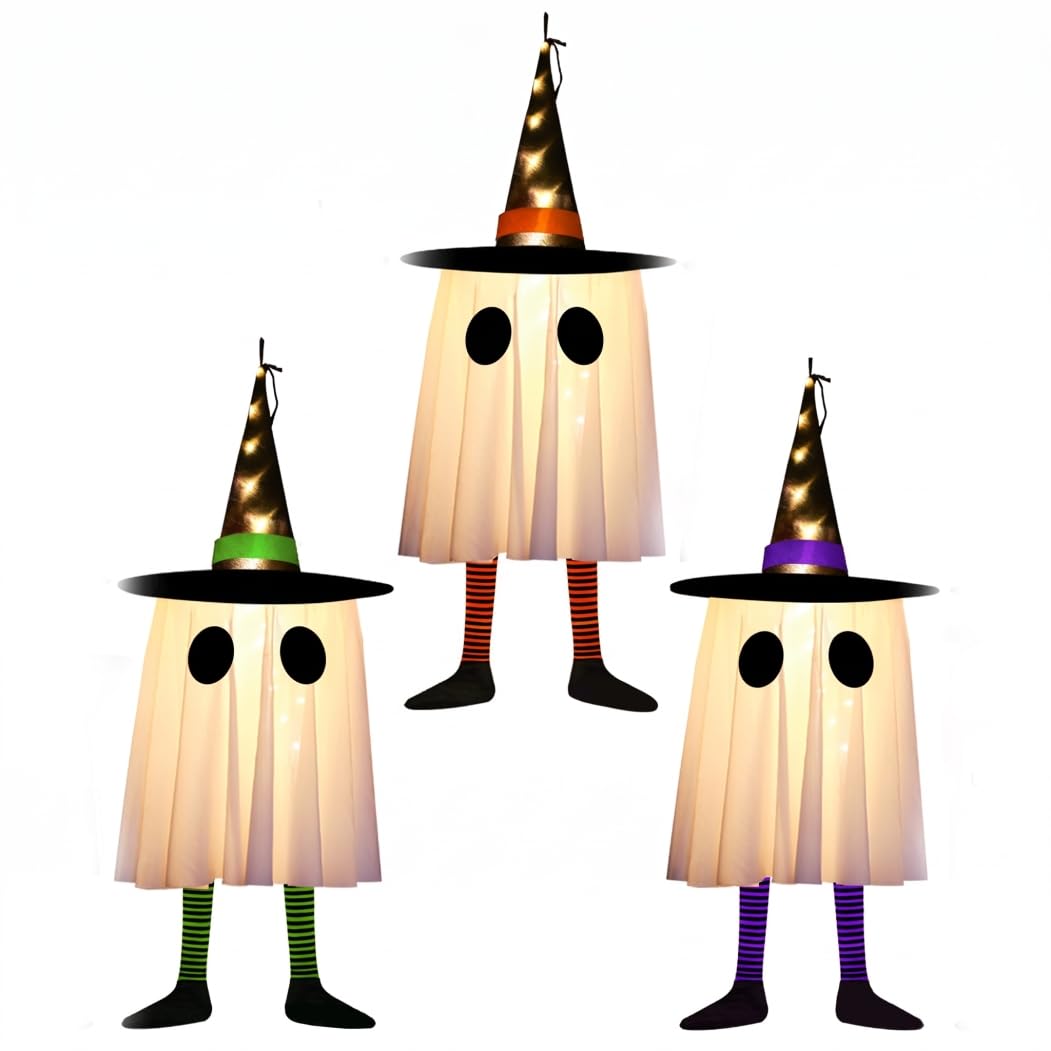 Fantasma oscillante per decorazioni per portico di Halloween da 3 pezzi per decorazioni da giardino