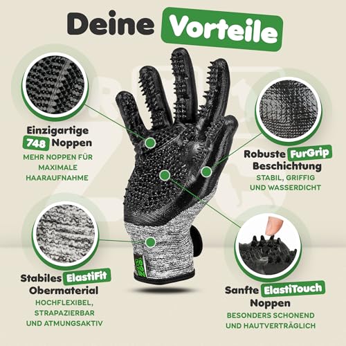 DR Zoo Fellpflegehandschuh für Katze, Hund oder Pferd - (1 Paar, Gr. M) - Handschuh zur Fellpflege aller Katzenhaare und Hundehaare - Waschhandschuh für jedes Tierhaar - Katzen Handschuhe als Bürste