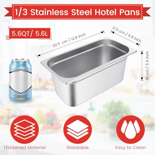 Image of Thenshop 10 Pack Stainless Steel Steam Table Pans | Anti-jam hotel pans fit food warmers and buffet lines for catering, restaurants, prep kitchens and events.