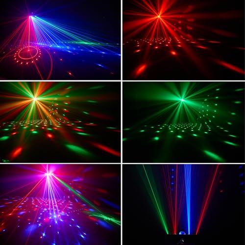Image of DJ Lights for Parties, Pro 7 in 1 DMX & Sound Activated DJ Lights Show Machine with Disco Ball Light, UV Black Lights - Sound Activated LED Lighting for Home, Karaoke, Birthday and DJ Events World Cup