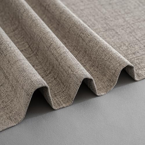 Blackout Linen Curtains for Bedroom/Living Room - 84 Inches Long - Set of 2 Panels