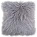 Snugrugs Mongolska poduszka z długimi kręconymi wełnianymi włosami / poduszka i poduszka wewnętrzna - 60 cm x 60 cm - szara