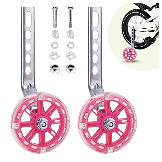 PengXiang ruedines para bicicleta infantil 12, 14, 16, 18 y 20 pulgadas, 1 par Seguridad ruedines, niño, Pink-B