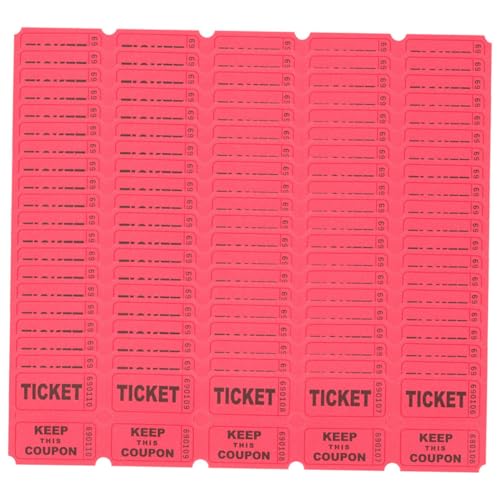 200 Piezas boleto de la rifa etiquetas de entradas boletos de rifa de doble sorteos Boletos de celebración Boletos de fiesta billete de color boletos de subastas Papel rojo SHOWERORO