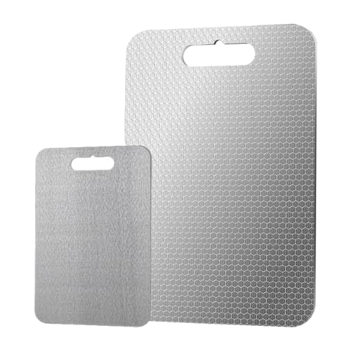Tabla De Cortar De Acero Inoxidable | Tabla De Doble Cara Segura Para Lavavajillas,Tablas De Cortar De Acero Inoxidable Para la Cocina | Para Carne, Vegetales, Comida, Pastelería, Cocinar Y Acampada
