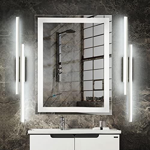 Image of PRESDE 48 inch LED Bathroom Vanity Light, Modern Brushed Nickel Wall Bar Fixture Over Mirror 3CCT