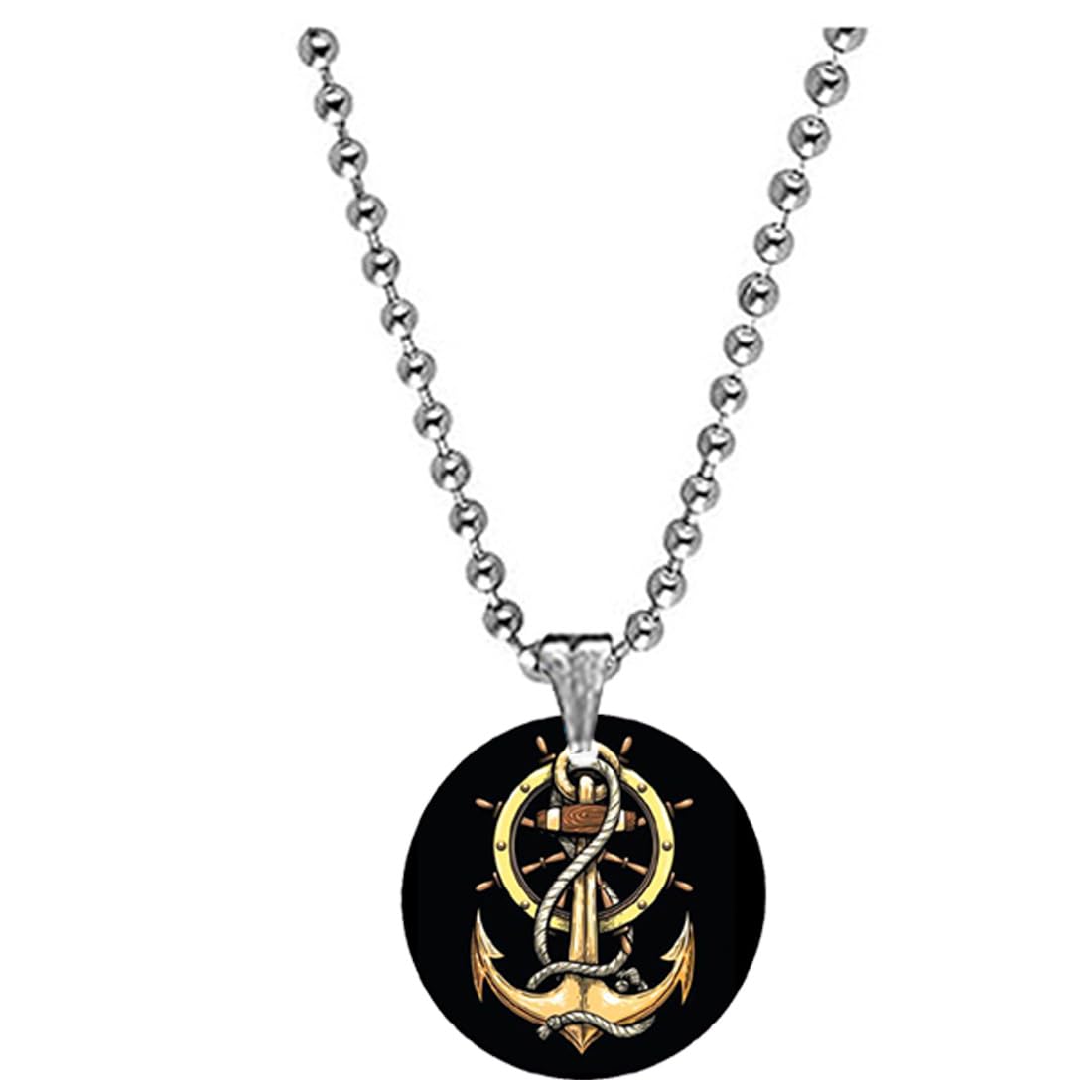 Sailor Anchor Acrylic Yellow Pendant with Bead Chain | Nautical Marine Symbol Necklace for Men & Women | Stylish Spiritual Jewelry & Gift Accessory-image-47