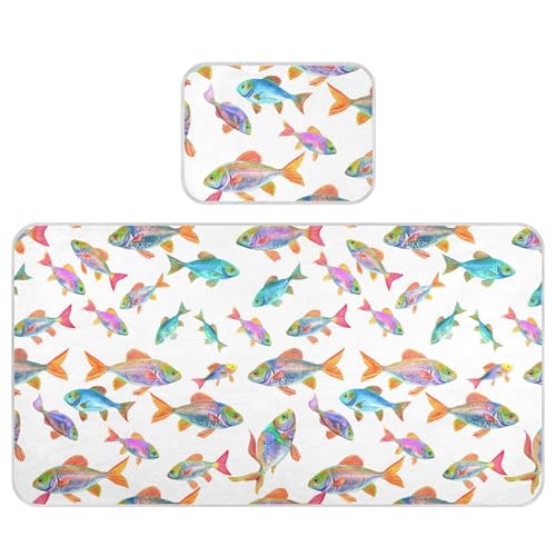 Takiito Watercolor Fish Baby Cooling Mattress Pad, Soft & Breathable Cooling Mat Keep Baby Cool in Summer 28x52 in, Nursery Essential