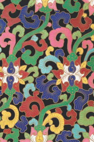 Vintage black pink gold vines Chinese Flower Art Dot Grid Notebook: a pretty journal with no words on the cover