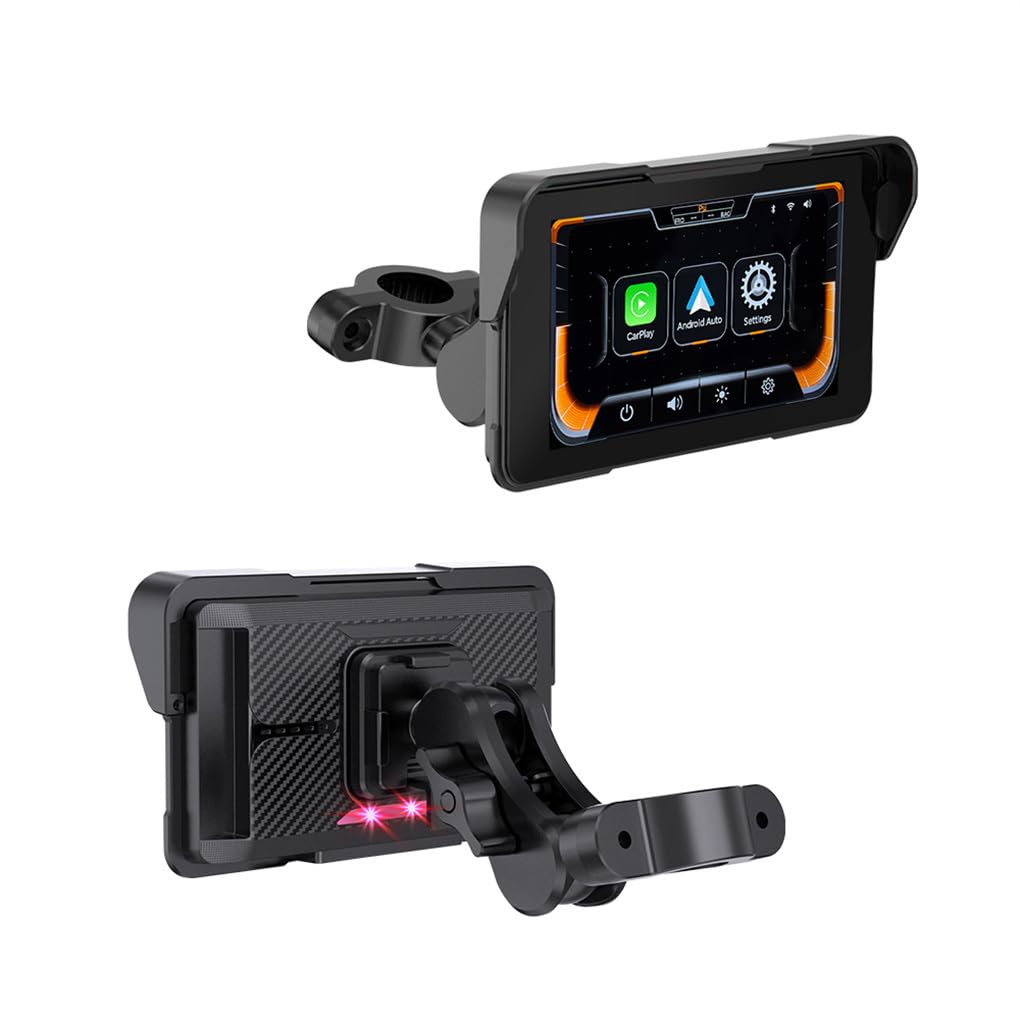 Cruscotto per Moto con Schermo Touch IPS da 5 Pollici, Car Play e Android Auto, Resistente e Facile da Usare, Nessuna Pressione dei Pneumatici