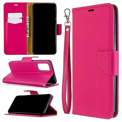 Kihying Cuero Funda para Samsung Galaxy A30S / Galaxy A50 / Galaxy A50S Funda Cáscara Voltear Billetera Soporte Ranura, BHF10-(Rosa roja)