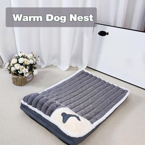 Tapis de lit pour chien lavable avec coussin doux - Tapis de cage confortable