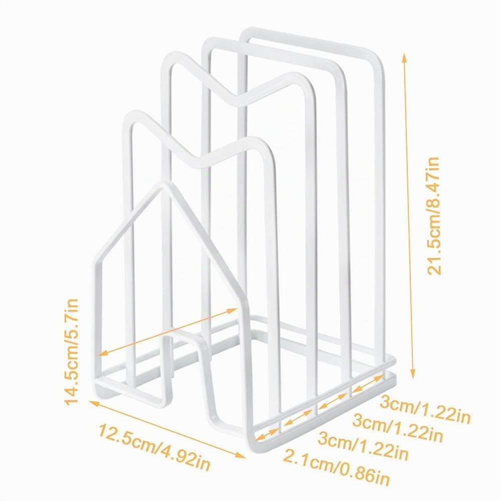 SUNFICON Schneidebrett-Rack, Topfpfannendeckel-Halter für Küchenschränke Schneidebrett-Organizer Ständer Halter weiß