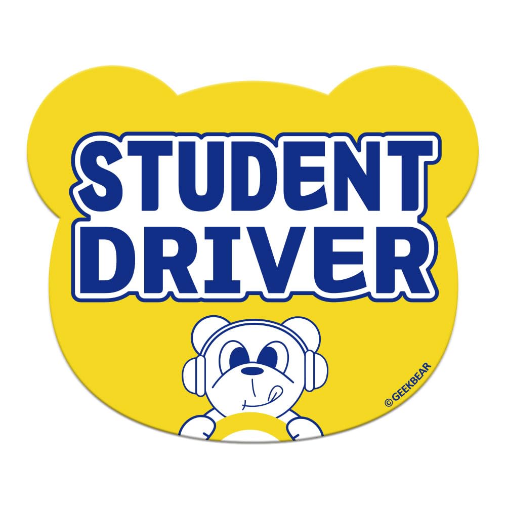 GEEKBEAR[Signature] Student Driver Car Magnet - Geekbear Line - Bear Shape 5.6 x 4.7 in (3, Yellow)