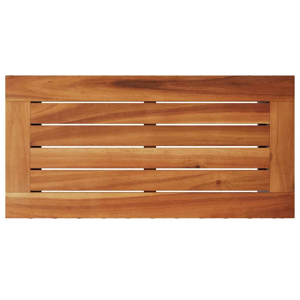 Stolik ogrodowy, czarny, 58 x 27,5 x 55 cm, wykonany z odpornego na warunki atmosferyczne polirattanu z blatem z drewna akacjowego, wytrzymały stół outdoorowy na taras i balkon
