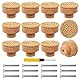 LOEPENLE 12 Stück Rattan Möbelknöpfe,Schrankknöpfe Boho Deko,Möbelknöpfe Holz Schubladengriff,Holzknöpfe Schrank,Schrankknöpfe fur Kinderzimmer,Vintage Schubladenschrank Holz Griffe für Möbel