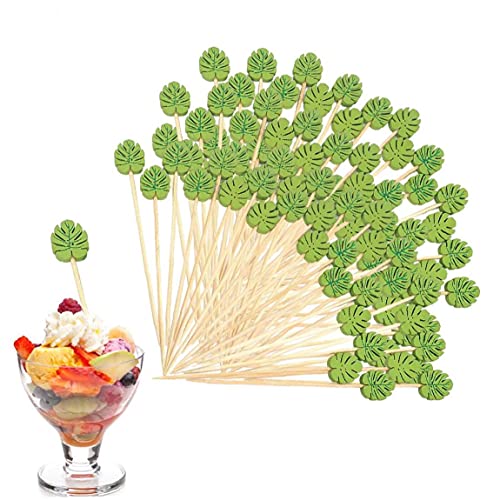 NIDONE Cocktail sticks Houten voorgerecht halen wegwerp groen blad tandenstoker voor feestbalk 100 stks - Afbeelding 8