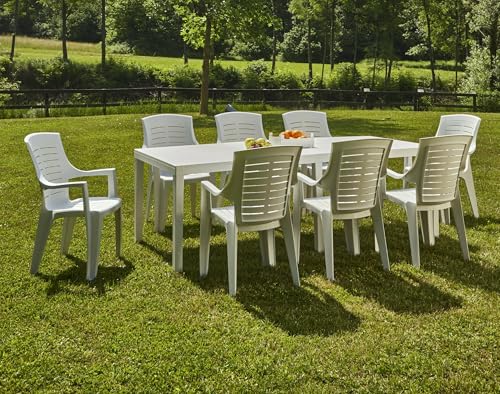Dmora - Mesa de Exterior Susa, Mesa Rectangular Extensible de Comedor, Mesa de jardín Extensible, 100% Fabricada en Italia, 150 x 90 x 72 cm, Color Blanco