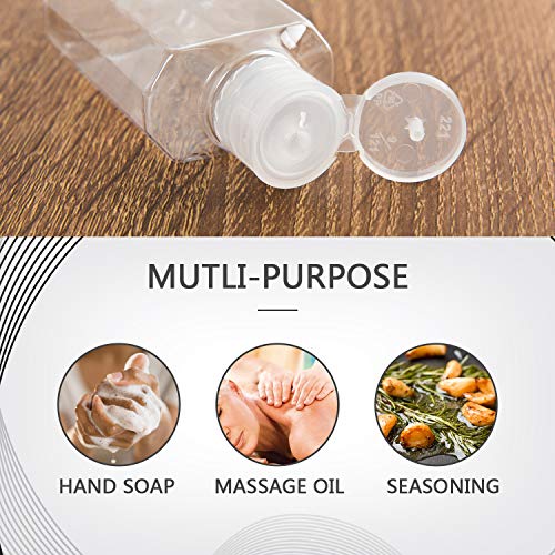 Gonioa Set of 20 Clear Plastic Empty Bottles Travel Containers with Flip Cap, Empty Squeeze Bottles, Cosmetic Toiletry Containers for Shampoo Lotion Soap, 2 ounce (60 ml) - Thumbnail 2