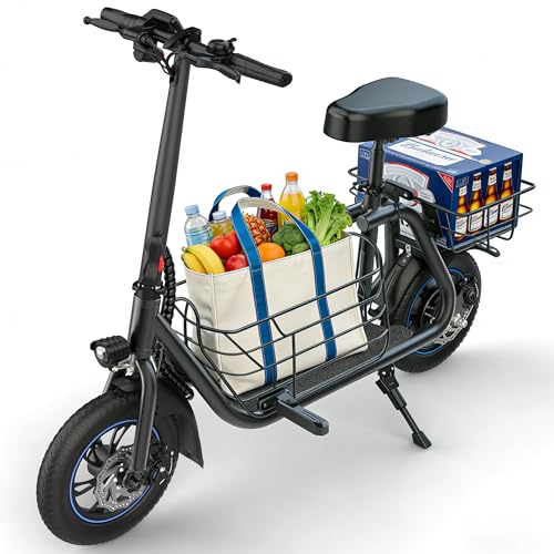 Gyroshoes C1S Electric Scooter with Dual Baskets, 300W Motor, 15.5MPH, Dual Disc Brakes, LED Display, Ideal for Adults, Groceries, and Pets, C1S-MCY