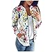 Produktbild Luotuo Langarm Mantel Damen Blumendruck Bomberjacke Blazer Retro Mode Rundhalsausschnitt Reißverschluss Freizeitmantel Herbst Winter Wild Casual Jacken Outwear