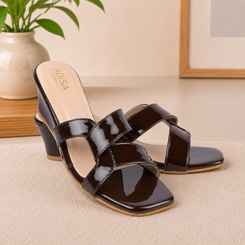 Image of Women Girls Comfortable Slip-On Glossy Sandals - Stylish All Day Comfort Ladies Footwear for Daily Wear