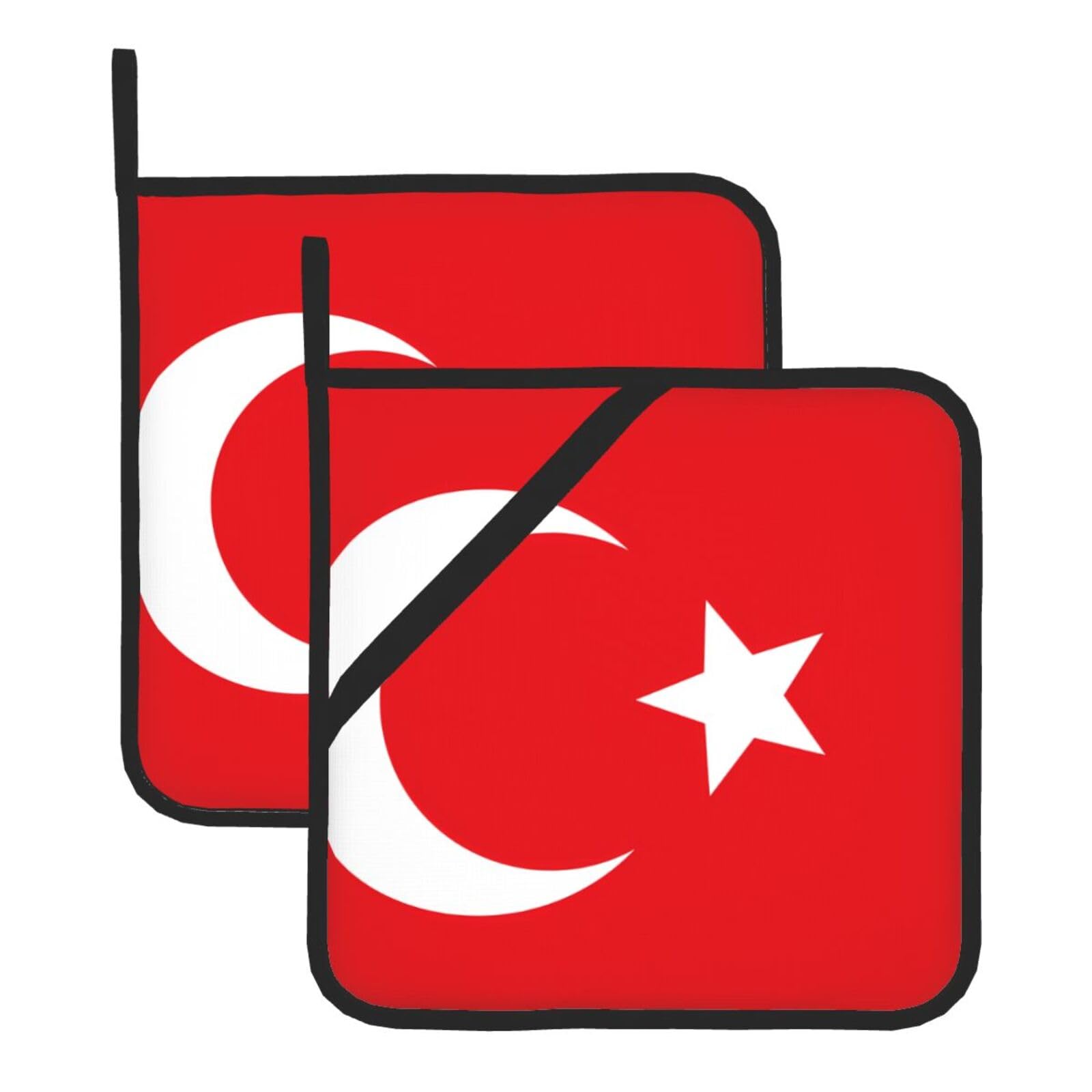 Flag of Turkey Square Heat Resistant Trivet Set Thick and Durable for Baking Barbecue Cookware Oven